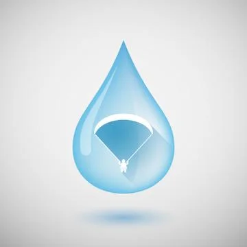 Long shadow water drop icon with a paraglider Illustrazione stock