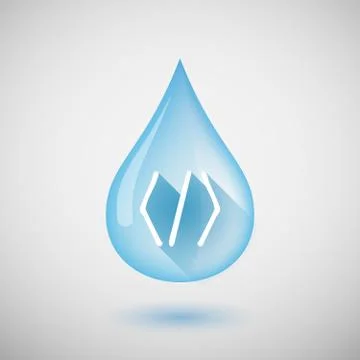 Long shadow water drop icon with a code sign Stock-Illustration