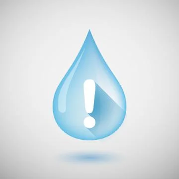 Long shadow water drop icon with an admiration sign Stock Illustration