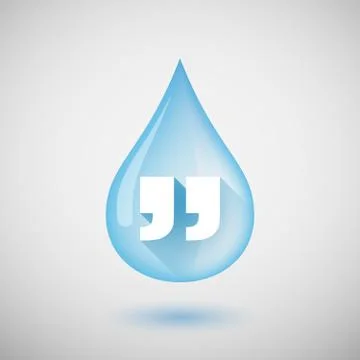 Long shadow water drop icon with a quotes Stock Illustration