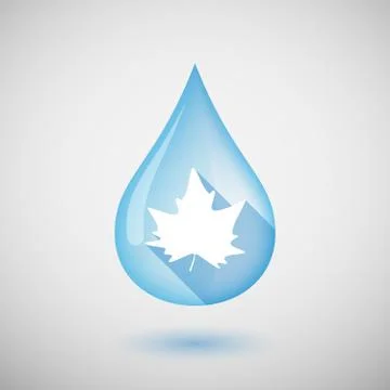 Long shadow water drop icon with an autumn leaf tree Stock Illustration