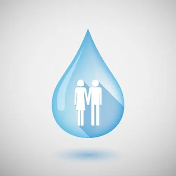 Long shadow water drop icon with a heterosexual couple pictogram Stock Illustration