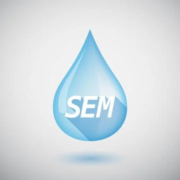 Long shadow water drop with    the text SEM Stock Illustration