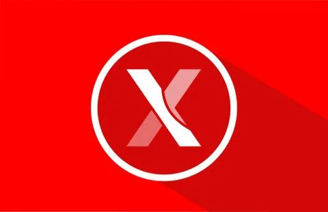 Long shadow X red letter logo alphabet for company icon design Stock Illustration