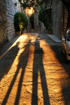 Long shadows in assisi Stock Photos