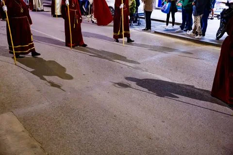 Long Shadows of the Holy Week Procession Stock Photos