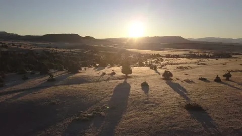 Long shadows sunrise Stock Footage 166534128