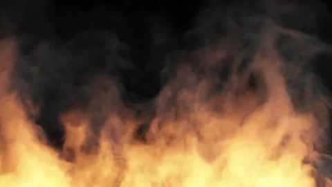 Long sharp tongues of fire with smoke on a black background occupy the entire 스톡 동영상 171695326