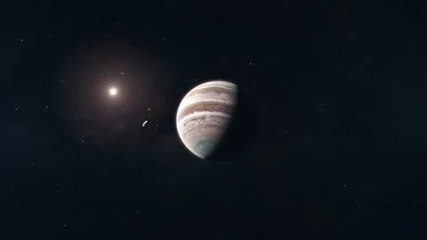 Long Shot of an Asteroid Impacting Jupiter Demonstrating how the Gas Stock Footage 242641810
