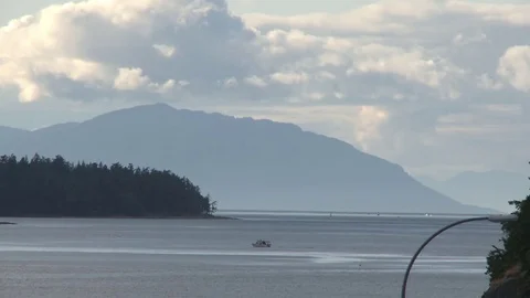 Long shot of boat on the ocean Stock Footage 75243092