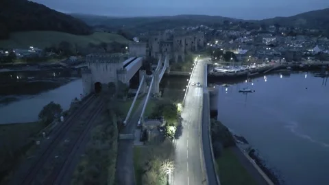 Long shot Castle Wales Stock Footage 289835656