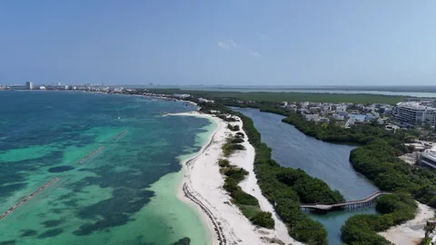Long shot up the coastline Stock Footage 267809266