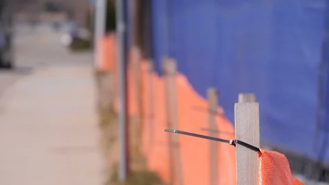 Long Shot, Construction Flag, Bokeh Traffic Видео 86903048