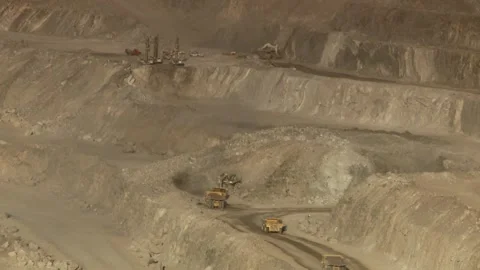 Long shot of construction site on an open cast mine Stock Footage 312400387