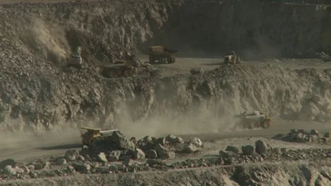 Long shot of construction site on opencast mine Stock Footage 312400355