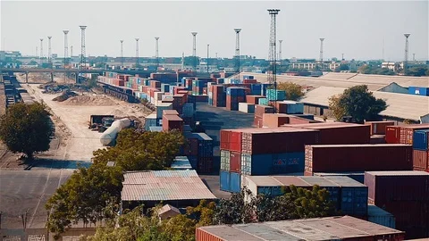 A long shot of container Stock Footage 116996393