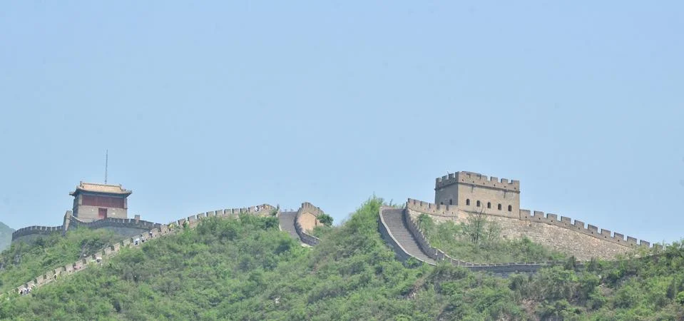 Long shot of the Great Wall of China Stock Photos