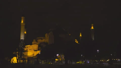 Long shot hagia sofia at night Stock Footage 54672025