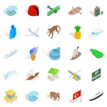 Long shot icons set, isometric style Stock Illustration