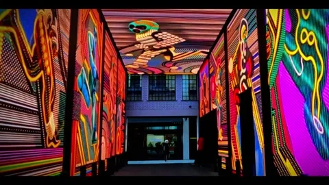 Long Shot of Immersive Digital Art Experience Exhibition Видео 334940280