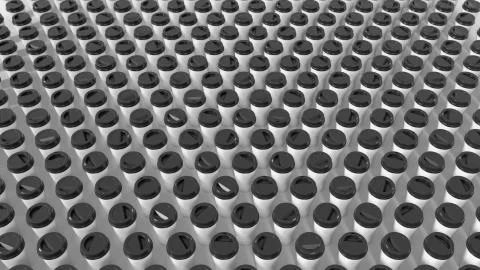 Long Shot of a Massive Array of Black Topped Coffee Cups Illustrazione stock