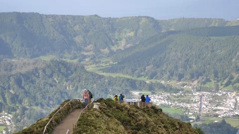 Long Shot of Miradouro da Boca Do Inferno Lookout Point, Sete Cidades Stock Footage 89777657