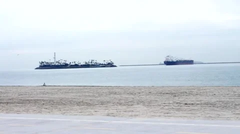 Long Shot of Objects on Ocean 4 Stock Footage 45335386