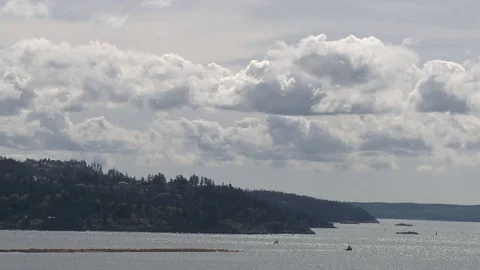 Long shot of ocean with clouds Stock Footage 75210515