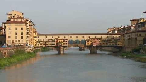 Long shot of the Ponte Vecchio Florence, Italy Stock Footage 74796066
