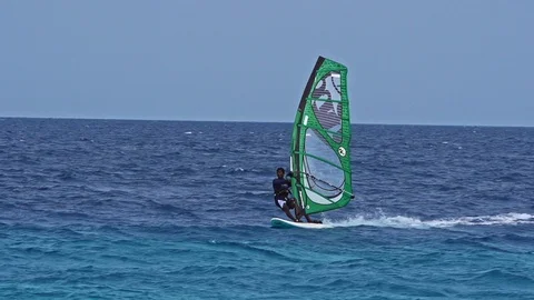 Long Shot Of Professional Wind Surfer Stock Footage 125980197