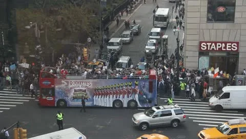 Long Shot of Protest March Stock Footage 10754698