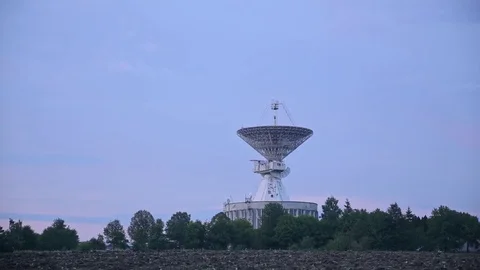 Long shot of the satellite array at the Center of the Space Communication with Stock Footage 82118420