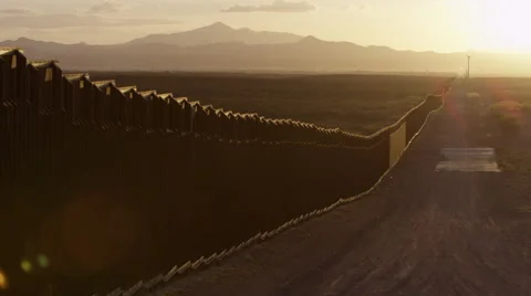 Long shot of wall at sunset Stock-Footage 63442009