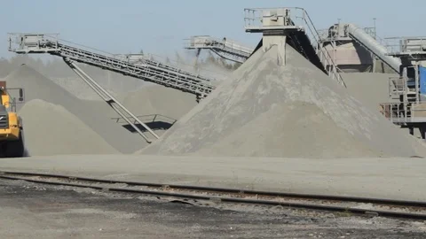 Long shot of work in crush stone plant Stock Footage 129618460