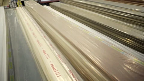 Long slender panels constructed from metal arranged in stacks Stock Footage 306670770