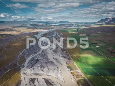 Long snow hills in Iceland top view Stock Photos