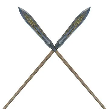 Long spear, weapon, on an isolated white background. 3d illustration Stock Illustration