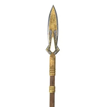 Long spear, weapon, on an isolated white background. 3d illustration Stock Illustration