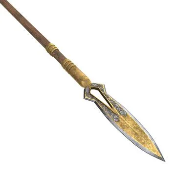 Long spear, weapon, on an isolated white background. 3d illustration Stock Illustration