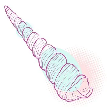 Long spiral seashell on spotted background Illustrazione stock