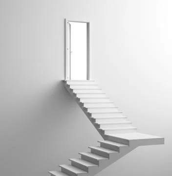 Long stairs with many steps, concept 3d rendering Illustrazione stock