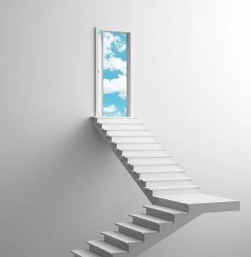 Long stairs with many steps, concept 3d rendering Stock Illustration
