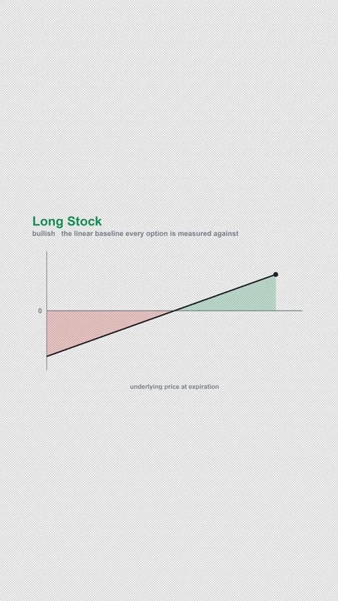 Long Stock Options Strategy Payoff Diagram Alpha 4K Vertical 9x16 Light Labeled Видео 339506983