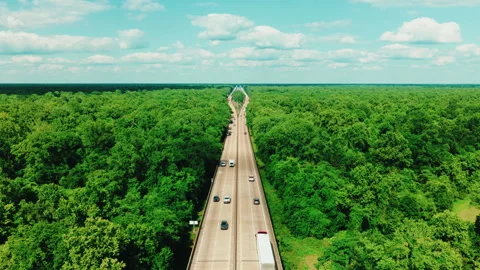 Long Straight Controlled Interstate Corridor Autonomous Vehicle Testing Stock Footage 342790734