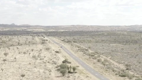 Long straight road in rural Namibia 스톡 동영상 244706535