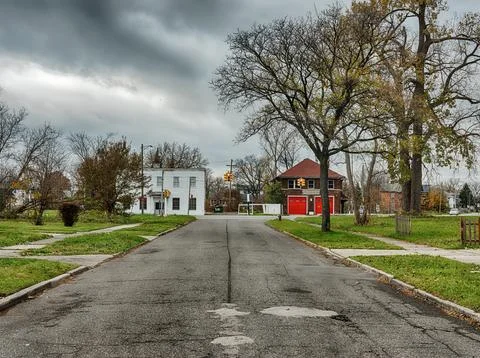 Long Street With Empty Lots Stock Photos