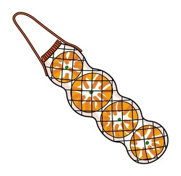 Long string mesh cotton bag, reusable and recycling concept, zero waste, grocery Stockillustratie