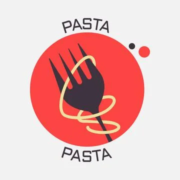 A long string of pasta wrapping around a fork Stock Illustration