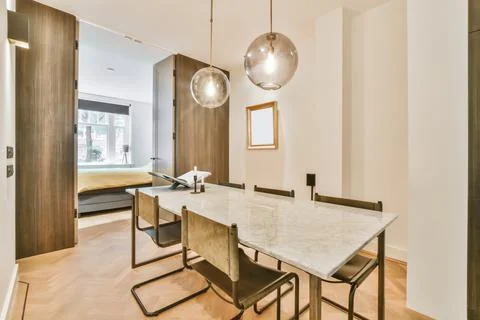 Long table in the dining room 写真素材