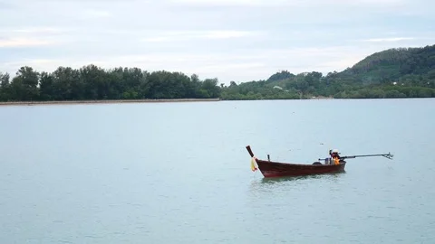 Long-tail boat 01 Stock Footage 69788400